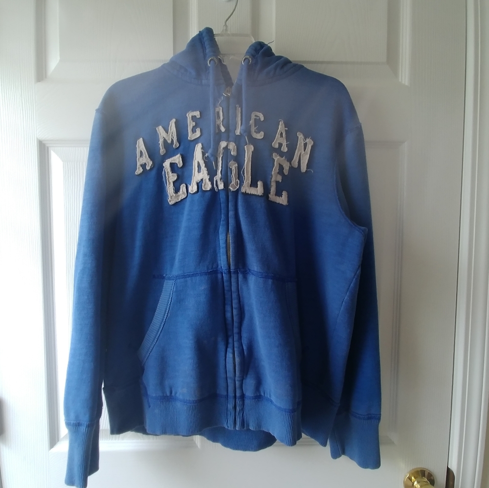 Blue American Eagle Zip Up Hoodie